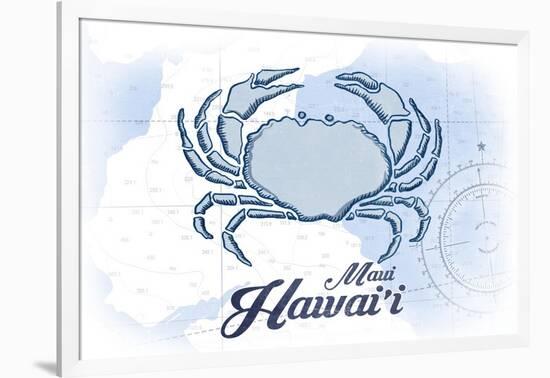 Maui, Hawaii - Crab - Blue - Coastal Icon-Lantern Press-Framed Art Print