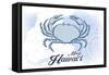 Maui, Hawaii - Crab - Blue - Coastal Icon-Lantern Press-Framed Stretched Canvas