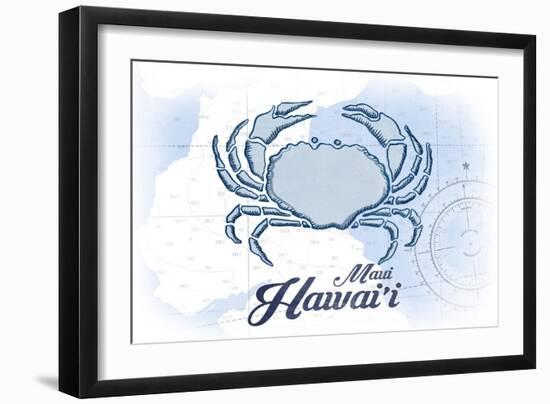 Maui, Hawaii - Crab - Blue - Coastal Icon-Lantern Press-Framed Art Print