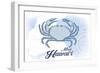 Maui, Hawaii - Crab - Blue - Coastal Icon-Lantern Press-Framed Art Print