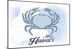 Maui, Hawaii - Crab - Blue - Coastal Icon-Lantern Press-Mounted Art Print