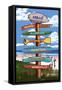 Maui, Hawaii - Destination Signpost (Version 2)-Lantern Press-Framed Stretched Canvas