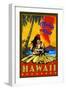 Maui, Hawaii - Hula Girl and Ukulele-Lantern Press-Framed Art Print