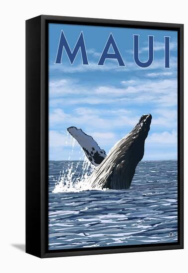 Maui, Hawaii - Humpback Whale-Lantern Press-Framed Stretched Canvas