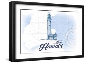 Maui, Hawaii - Lighthouse - Blue - Coastal Icon-Lantern Press-Framed Art Print