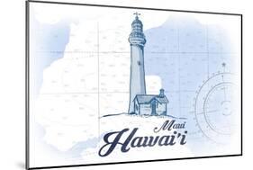 Maui, Hawaii - Lighthouse - Blue - Coastal Icon-Lantern Press-Mounted Art Print
