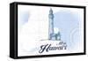 Maui, Hawaii - Lighthouse - Blue - Coastal Icon-Lantern Press-Framed Stretched Canvas