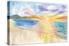 Maui Hawaii Lonely Beach Scene with Sunset-M. Bleichner-Stretched Canvas