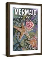 Maui, Hawaii - Mermaid Kisses and Starfish Wishes - Tidepool-Lantern Press-Framed Art Print