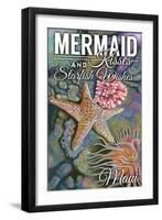 Maui, Hawaii - Mermaid Kisses and Starfish Wishes - Tidepool-Lantern Press-Framed Art Print