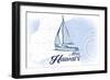 Maui, Hawaii - Sailboat - Blue - Coastal Icon-Lantern Press-Framed Art Print
