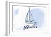 Maui, Hawaii - Sailboat - Blue - Coastal Icon-Lantern Press-Framed Art Print