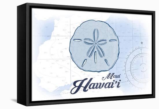 Maui, Hawaii - Sand Dollar - Blue - Coastal Icon-Lantern Press-Framed Stretched Canvas