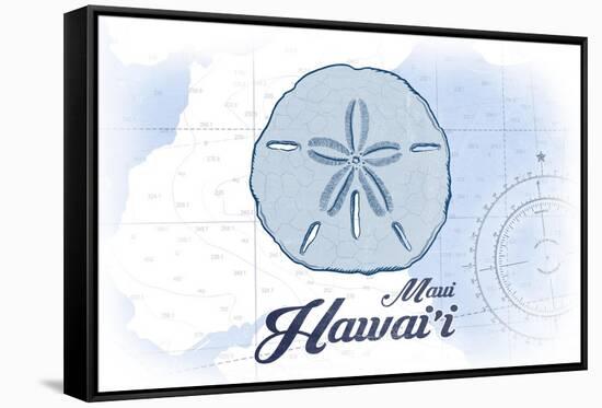 Maui, Hawaii - Sand Dollar - Blue - Coastal Icon-Lantern Press-Framed Stretched Canvas