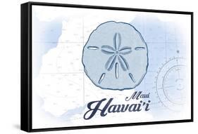 Maui, Hawaii - Sand Dollar - Blue - Coastal Icon-Lantern Press-Framed Stretched Canvas