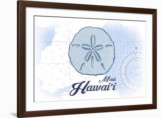 Maui, Hawaii - Sand Dollar - Blue - Coastal Icon-Lantern Press-Framed Art Print