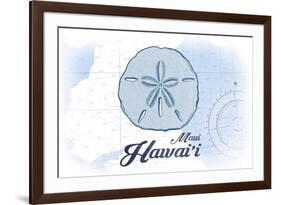 Maui, Hawaii - Sand Dollar - Blue - Coastal Icon-Lantern Press-Framed Art Print