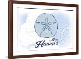 Maui, Hawaii - Sand Dollar - Blue - Coastal Icon-Lantern Press-Framed Art Print