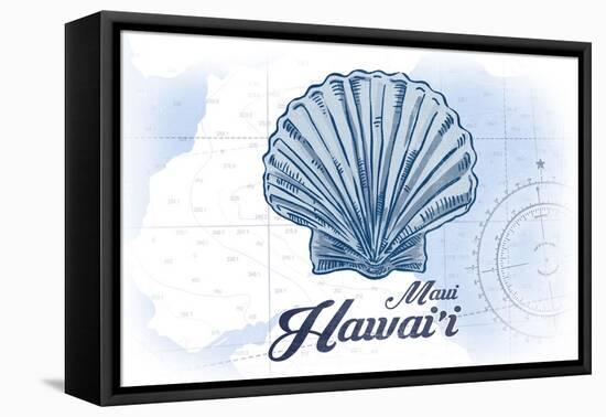 Maui, Hawaii - Scallop Shell - Blue - Coastal Icon-Lantern Press-Framed Stretched Canvas