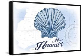 Maui, Hawaii - Scallop Shell - Blue - Coastal Icon-Lantern Press-Framed Stretched Canvas