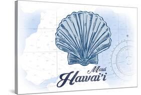 Maui, Hawaii - Scallop Shell - Blue - Coastal Icon-Lantern Press-Stretched Canvas