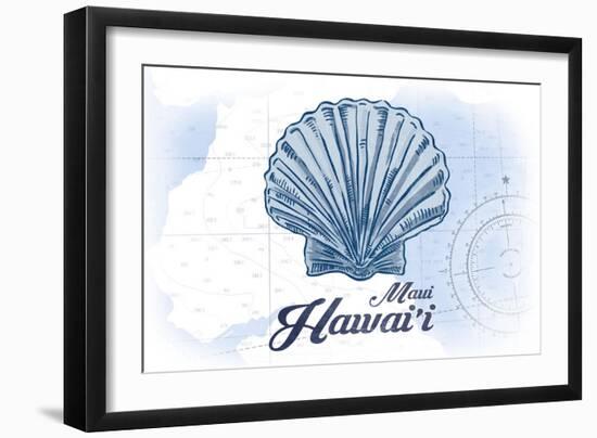 Maui, Hawaii - Scallop Shell - Blue - Coastal Icon-Lantern Press-Framed Art Print