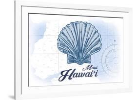 Maui, Hawaii - Scallop Shell - Blue - Coastal Icon-Lantern Press-Framed Art Print