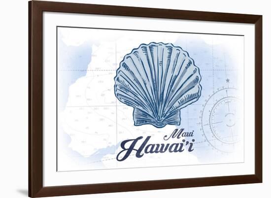 Maui, Hawaii - Scallop Shell - Blue - Coastal Icon-Lantern Press-Framed Art Print