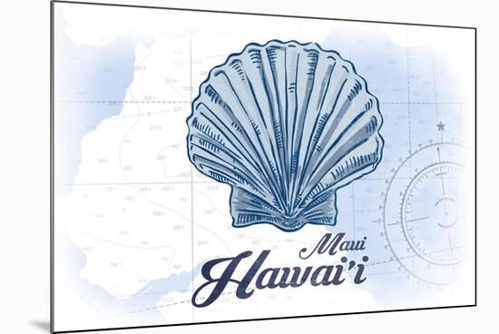 Maui, Hawaii - Scallop Shell - Blue - Coastal Icon-Lantern Press-Mounted Art Print