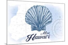 Maui, Hawaii - Scallop Shell - Blue - Coastal Icon-Lantern Press-Mounted Art Print