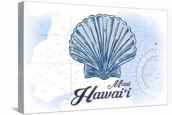 Maui, Hawaii - Scallop Shell - Blue - Coastal Icon-Lantern Press-Stretched Canvas