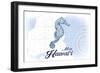 Maui, Hawaii - Seahorse - Blue - Coastal Icon-Lantern Press-Framed Art Print