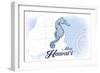 Maui, Hawaii - Seahorse - Blue - Coastal Icon-Lantern Press-Framed Art Print