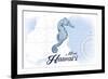 Maui, Hawaii - Seahorse - Blue - Coastal Icon-Lantern Press-Framed Art Print