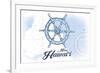 Maui, Hawaii - Ship Wheel - Blue - Coastal Icon-Lantern Press-Framed Art Print