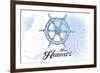 Maui, Hawaii - Ship Wheel - Blue - Coastal Icon-Lantern Press-Framed Art Print