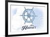 Maui, Hawaii - Ship Wheel - Blue - Coastal Icon-Lantern Press-Framed Art Print