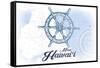 Maui, Hawaii - Ship Wheel - Blue - Coastal Icon-Lantern Press-Framed Stretched Canvas