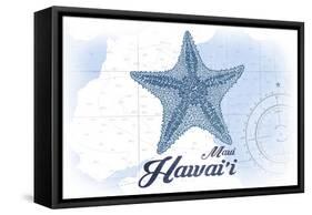 Maui, Hawaii - Starfish - Blue - Coastal Icon-Lantern Press-Framed Stretched Canvas