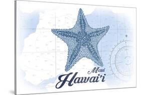 Maui, Hawaii - Starfish - Blue - Coastal Icon-Lantern Press-Stretched Canvas