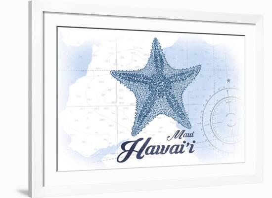 Maui, Hawaii - Starfish - Blue - Coastal Icon-Lantern Press-Framed Premium Giclee Print