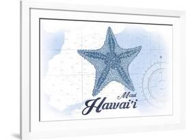 Maui, Hawaii - Starfish - Blue - Coastal Icon-Lantern Press-Framed Premium Giclee Print