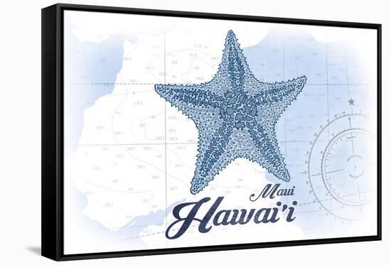 Maui, Hawaii - Starfish - Blue - Coastal Icon-Lantern Press-Framed Stretched Canvas