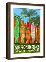 Maui, Hawaii - Surfboard Fence-Lantern Press-Framed Art Print