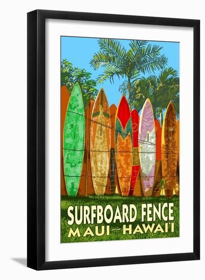 Maui, Hawaii - Surfboard Fence-Lantern Press-Framed Art Print