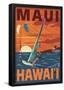 Maui, Hawaii - Windsurfers Scene at Sunset-null-Framed Poster