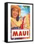 Maui, Hawaiian Lady with Frangipani Leis-null-Framed Stretched Canvas