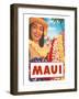 Maui, Hawaiian Lady with Frangipani Leis-null-Framed Art Print