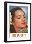 Maui, Hawaiian Lady with Frangipanis in Hair-null-Framed Art Print