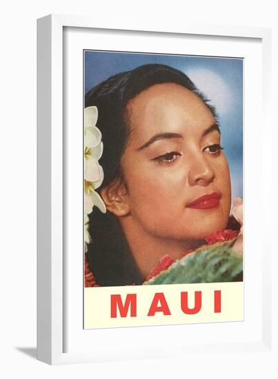 Maui, Hawaiian Lady with Frangipanis in Hair-null-Framed Art Print